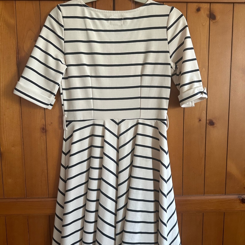 Navy and Cream Striped Mini Dress - Picture 2 of 3